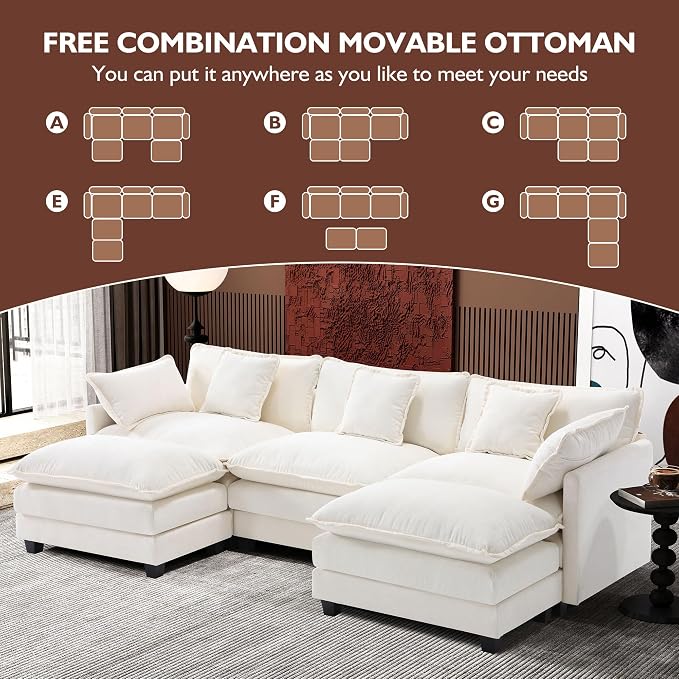 Ihanherry 111.4" U Shaped Cloud Couch Modern Modular Sectional Sofa - Image 5