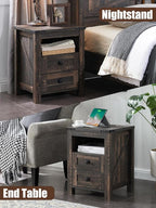 T4TREAM Nightstand with Charging Station, End Table, Side Table with 2 Drawers - Image 7