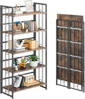 4NM No Assembly 5 Tiers Folding Bookshelf, 59.4" H Foldable Storage Shelves by 4NM
