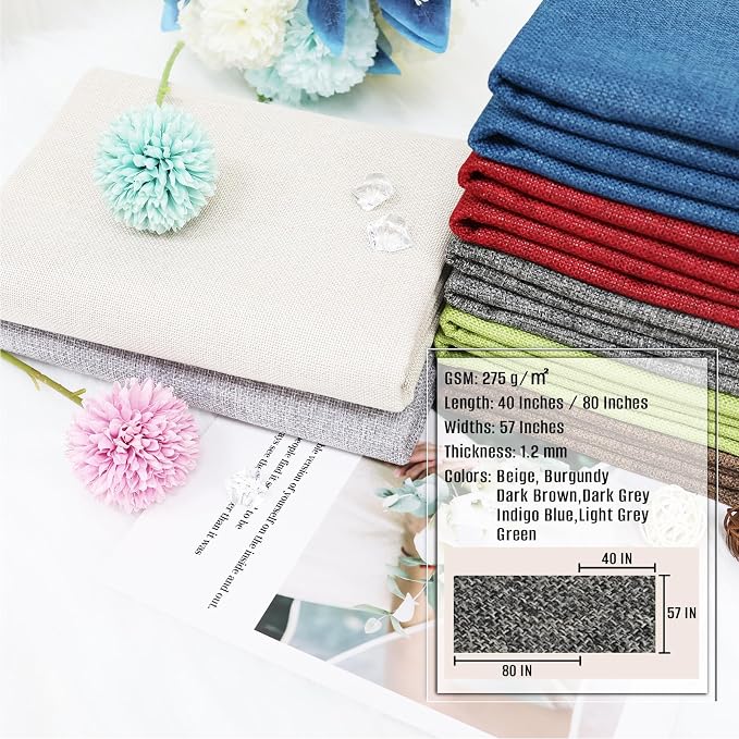 Heavy Linen Fabric 40x57 Inches, 1.2mm Thickness, Plain Solid Color Cloth - Image 5