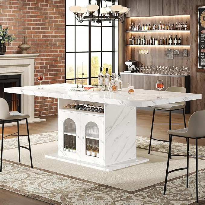 HSH Dining Table for 4–6, Wood Rectangle Dinner Table - Image 7
