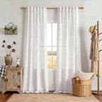 MYSKY HOME 108 Inches Long White Semi Sheer Window Curtains 2 Panels Sets - Image 2
