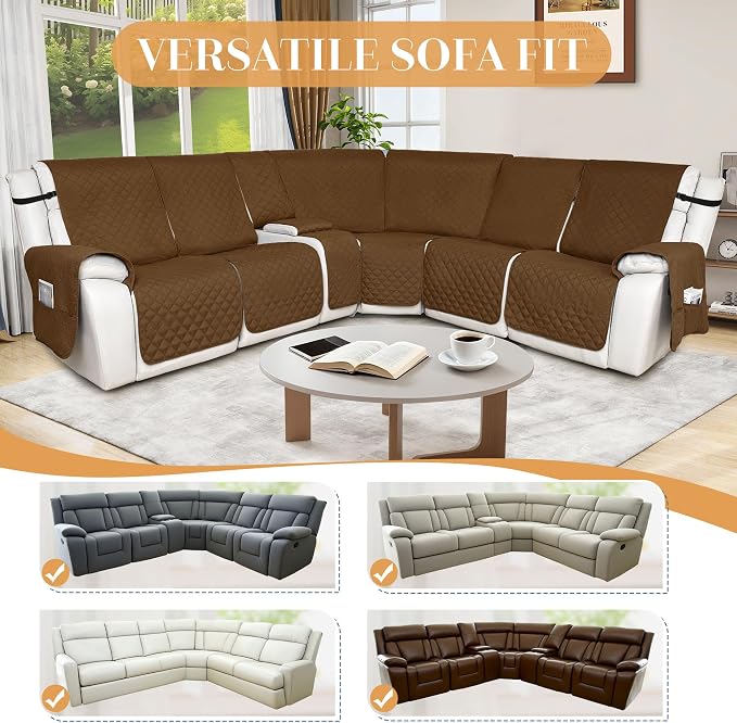 HDCAXKJ 100% Waterproof Reclining Sectional Couch Covers L Shape Recliner Sofa - Image 6