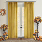 Mustard Yellow 80 Inch Pinch Pleated Linen Light Filtering Curtains 2 Panels - Image 7