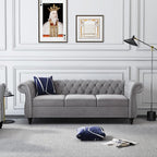 2 Piece Living Room Set, Velvet Chesterfield Sofa Loveseat Couch - Image 5
