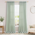 Aqua Green Linen Curtains 108 Inches Long by Nanspring