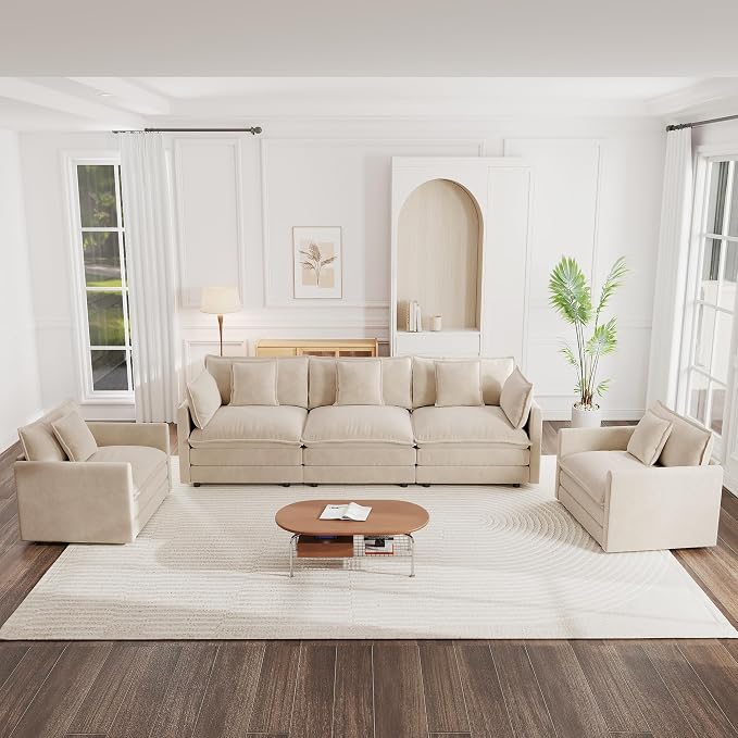 mikibama Luxury 3 Piece Sofa Set, 2 Pieces of Single Sofa and 1 Piece of 3 - Image 6