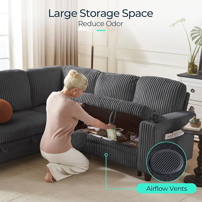 LINSY HOME Sectional Sleeper Sofa Pull Out Couches - Image 4