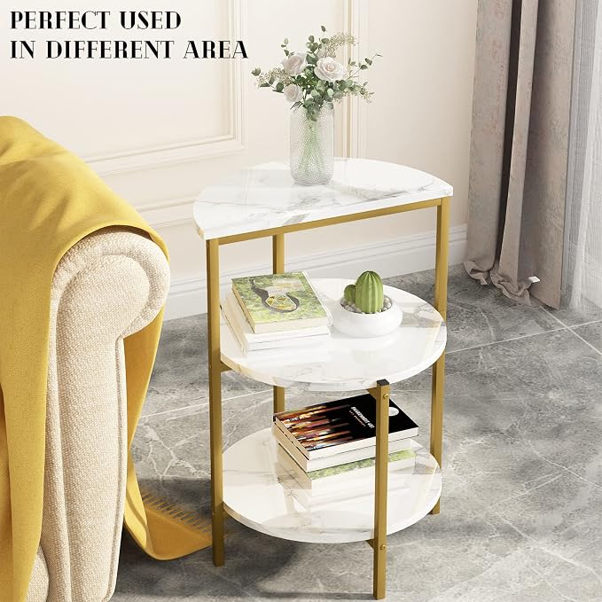 AWQM Faux Marble Table Set, Coffee Table & 2 Side Table, Faux Marble Tabletop - Image 8