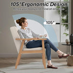 Modern Accent Chair with Arm Rest, Upholstered Linen Fabric Leisure Chair with - Image 5
