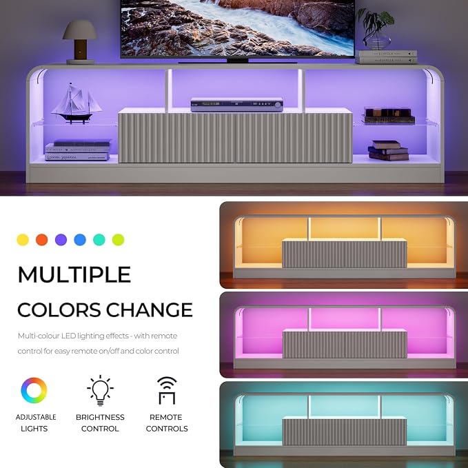 TV Stand for 60/65/70 Inch TVs, Modern Curved TV Console - Image 3