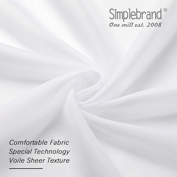 Simplebrand Sheer White Curtains 108 Inches Long, Extra Long Rod Pocket Solid - Image 5