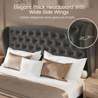 LARMACE Queen Size Bed Frame Velvet Upholstered Platform Bed - Image 3