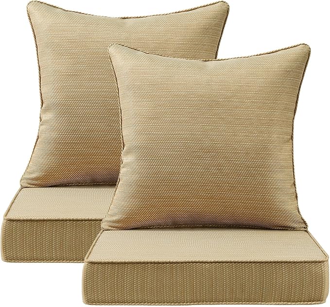 Outdoor Deep Seat & Back Cushion Set, 24 x 24 Inch Water Repellent and Fade by Supflourishia