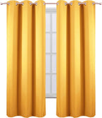 Yellow Thermal Blackout Curtains/42 x 84 Inch/Set of 2 Panels Room Darkening - Image 2