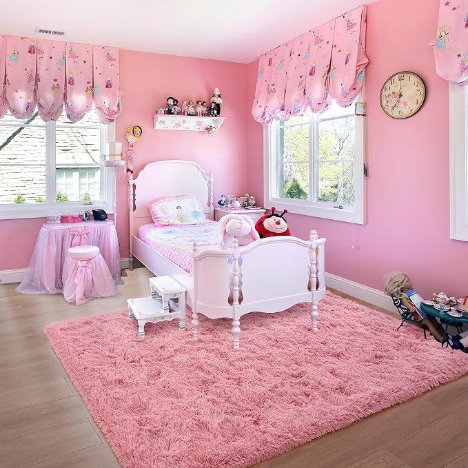 8x10 Extra Large Blush Fluffy Soft Area Rug Non-Slip - Image 3