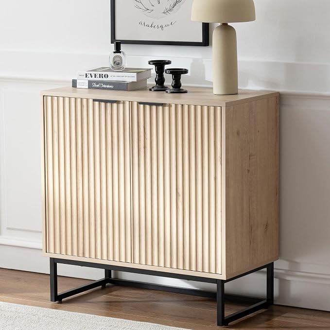 EYYTHUNG Fluted Cabinet with Storage, Sideboard Buffet Cabinet with Adjustable - Image 8