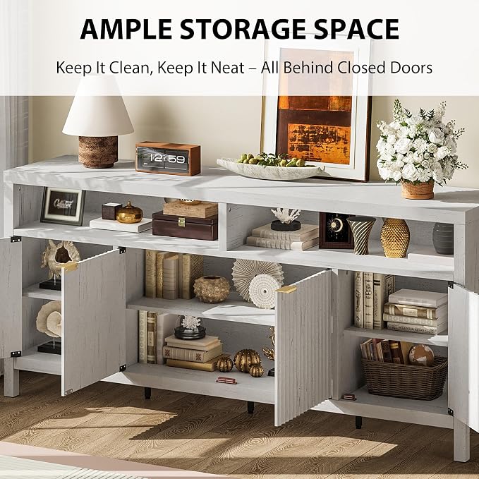 GarveeLife 65 Inch Fluted Sideboard Buffet Cabinet - Image 2
