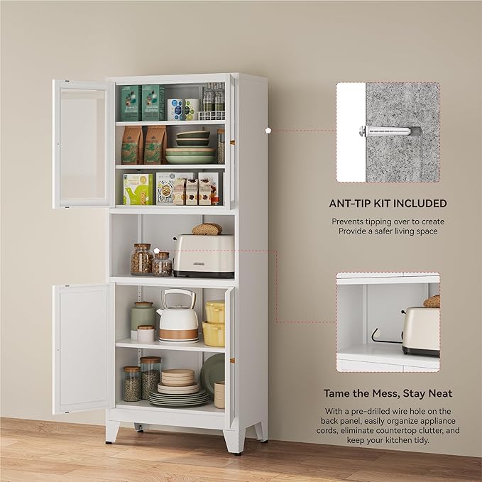 YAUWOH 69" Tall Metal Pantry Cabinet - Image 5