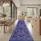 PLHXFR 2.6x14 Washable Runner Rug：Floral Indoor Kitchen Soft Carpet Blue | - Image 4