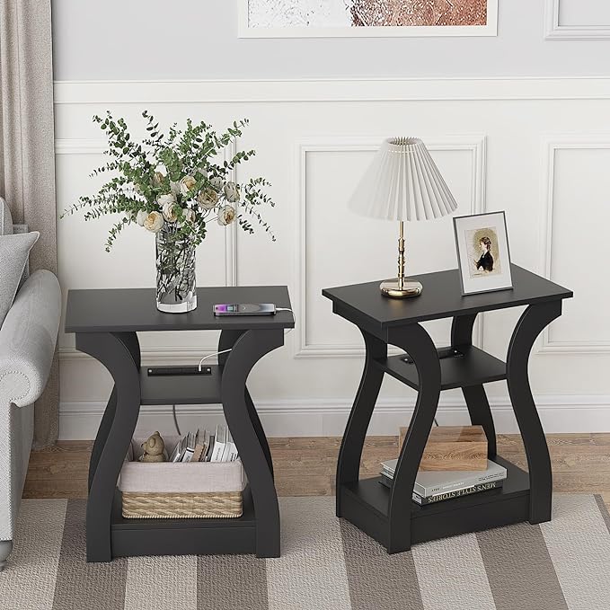 FROMJBEST Black End Table Set of 2 - Image 7