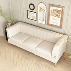 83.46" W Beige Velvet Sofa Couch - Image 10