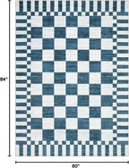 GarveeHome Blue and White Checkered Rug 5x7 Area Rugs Washable 5x7 Rug | - Image 2