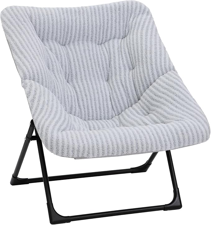 Comfy Saucer Chair for Adults, Soft Faux Fur Bedroom Chair, Accent Dorm Chairs by MordchilHF