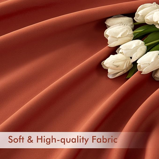 MIULEE Fall Burnt Orange Back Tab Blackout Curtains 52"x108" Length 2 Panel | - Image 6