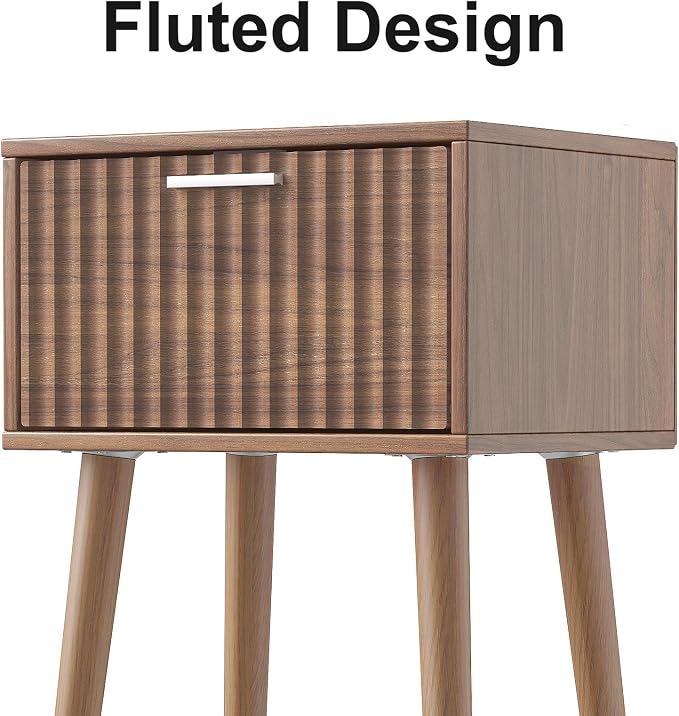 LAATOOREE Nightstands Set of 2, Small Fluted Side Table, Bedside Table - Image 5