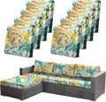 CALBODE 8pcs Outdoor Tropical Plant Printed Sofa Seat Cushion Covers Strechable by CALBODE