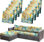 CALBODE 8pcs Outdoor Tropical Plant Printed Sofa Seat Cushion Covers Strechable by CALBODE