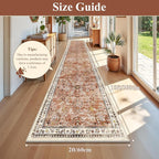 Yamaziot 2x10 Washable Hallway Runner Rug Non Slip Floral Carpet, Brick-red | - Image 2
