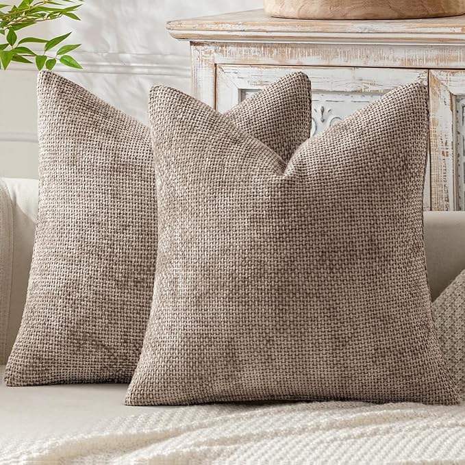 MIULEE Decorative Couch Throw Pillow Covers 22x22 Inch Light Khaki 2 Pack | by MIULEE