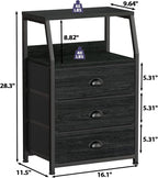 Furnulem Black Night Stand, Small Dresser - Image 3