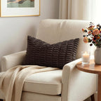 MIULEE Lumbar Corduroy Decorative Throw Pillow Covers 12x20 Dark Brown | Pack - Image 2