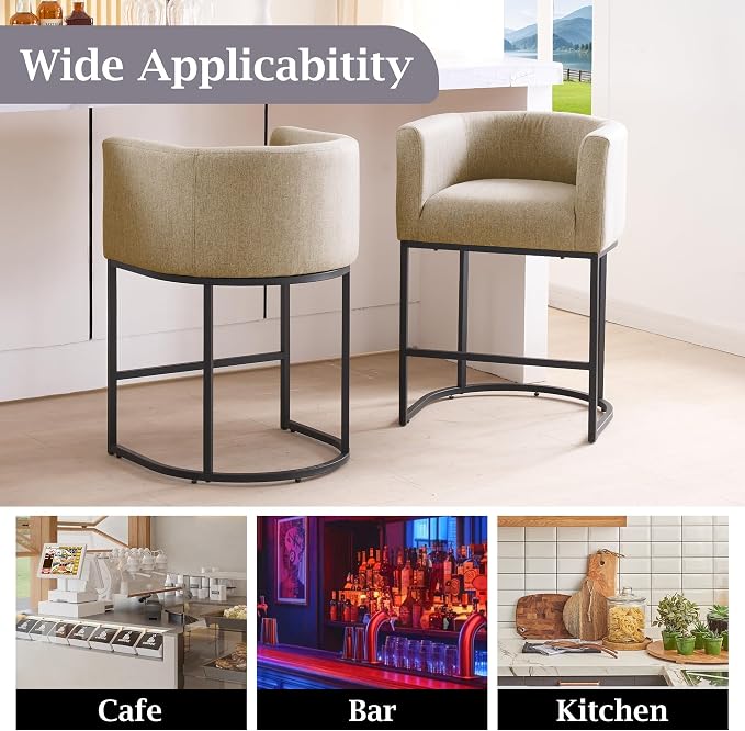 ClinQ 26" H Counter Height Bar Stools Set of 1, Modern Barrel Counter Stools - Image 5