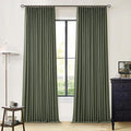 Olive Green Blackout Linen Curtains 108 Inches Long Pinch Pleated | 100% Black by Twodrapes