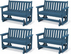SERWALL Outdoor Glider Bench Set of 4, HDPE Weather-Resistant Swinging Bench by SERWALL