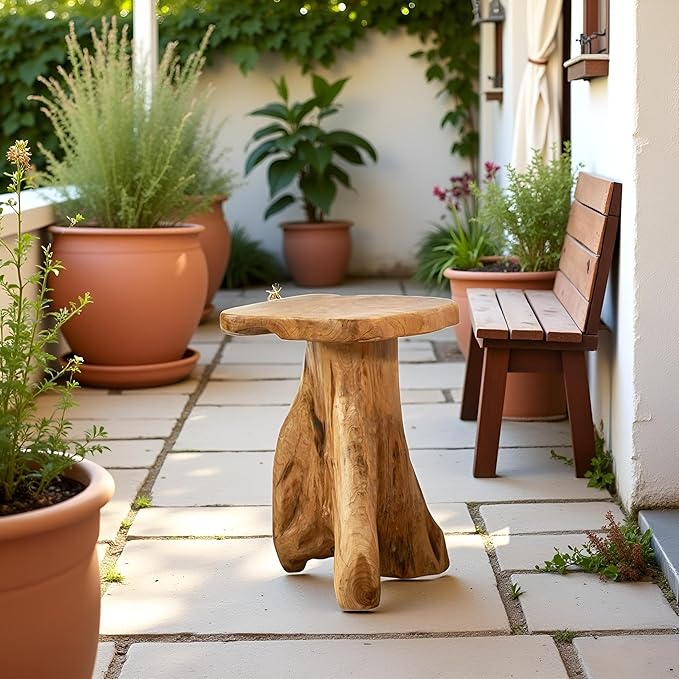 Cedar Roots Tree Stump Side Table 14"x13"x18"H Live Edge Rustic Natural Solid - Image 4