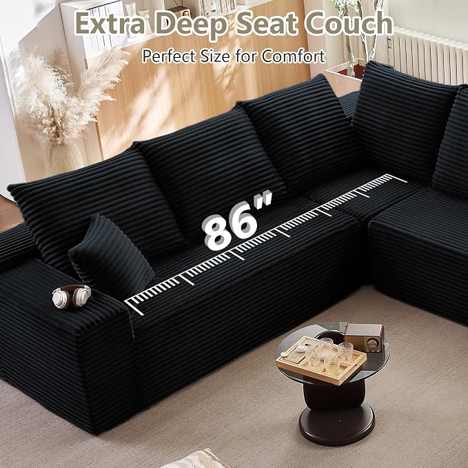 Cloud Sectional Couch with L-Shape Chaise, Modern Modular Comfy Sofa with Deep - Image 5