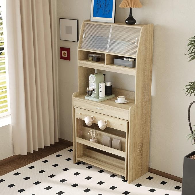 HRVEOCEI Folding Dining Tables for Small Spaces, Buffet Cabinet - Image 2