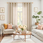 YoungsTex Tan Linen Semi Sheer Curtains 84 Inches Long - Image 2