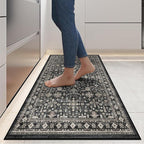 Grey Hallway Runner Rug 2x6 for Bedroom Kitchen | Low Pile; Non Slip; Stain - Image 3