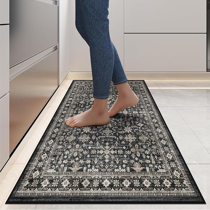 Grey Hallway Runner Rug 2x8 for Kitchen Bathroom | Non Slip;Machine Washable; - Image 8