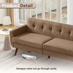 Tbfit 77.2" W Linen Sofa Couch, Mid Century Modern Decor Loveseat Couches - Image 4