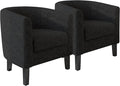 BELLEZE Living Room Chairs Set of 2, Teddy Polyester Accent Barrel Chairs by BELLEZE