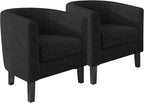 BELLEZE Living Room Chairs Set of 2, Teddy Polyester Accent Barrel Chairs by BELLEZE