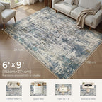 DMOYEST Area Rug Living Room Rugs 6x9 Washable Abstract Carpet | Neutral Modern - Image 5