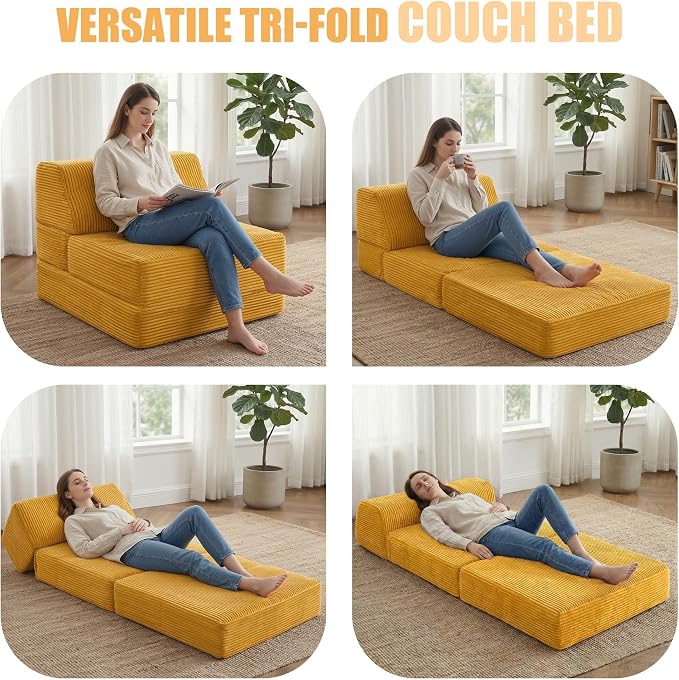Kasunpul Folding Sofa Bed with Pillow, Memory Foam Fold Out Chair Bed, - Image 3